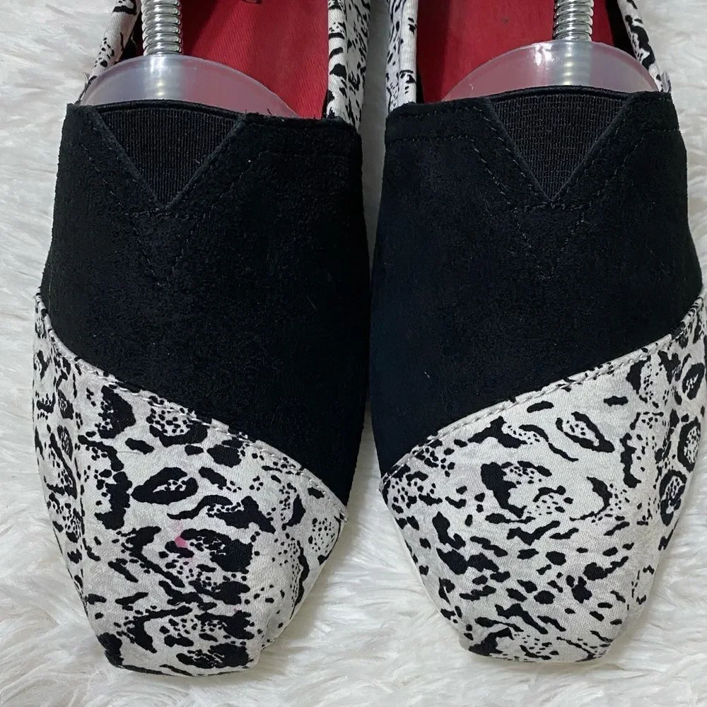 TOMS x Prabal Gurung Collab Shoes Canvas Suede Snow Leopard Slip-On Size 9.5
